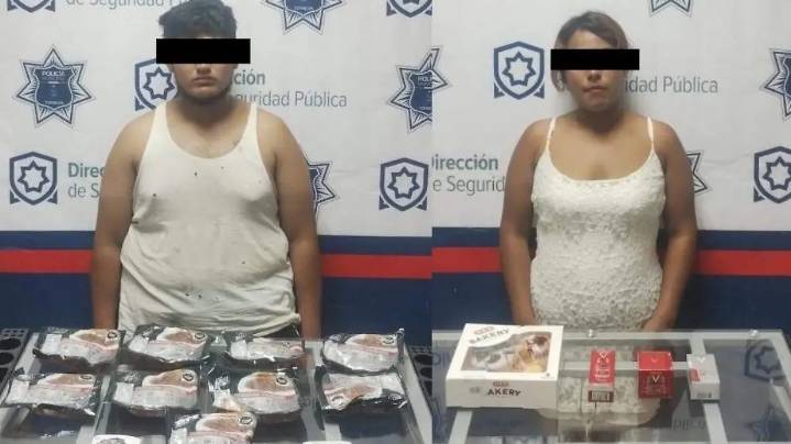 Cae pareja de farderos en HEB Senderos