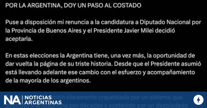 El comunicado de José Luis Espert con su renuncia