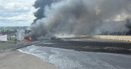 Vuelca pipa y explota sobre la México