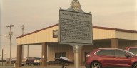 Historical marker place at historic World War II airfield