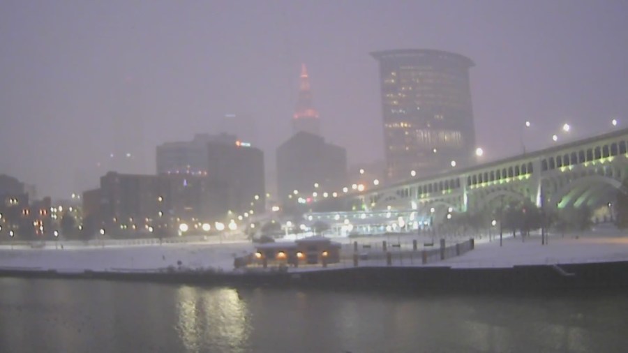 When can you expect the first snow of the season in Northeast Ohio?