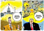Cartoon: Shining city, or burning city?