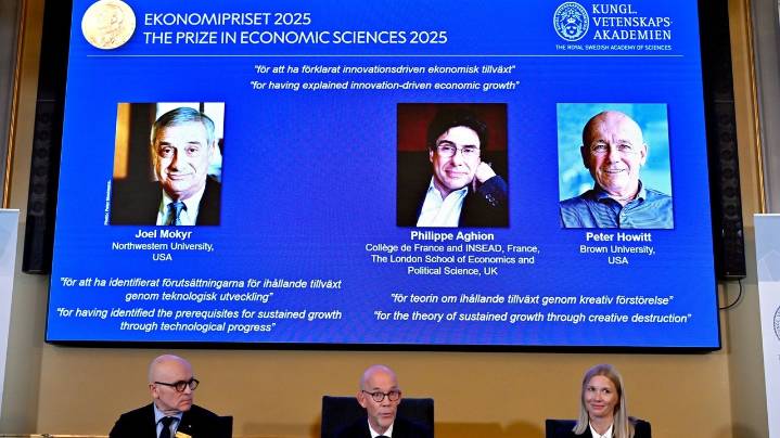 Nobel economics prize goes to 3 researchers for explaining innovation