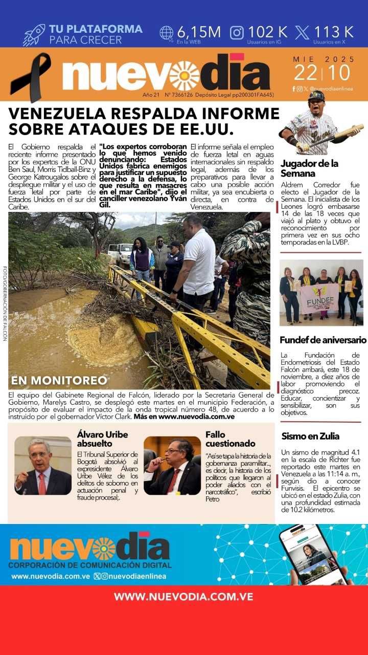 Portada miércoles 22 de octubre de 2025