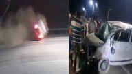 Assam: Narrow escape for five after car collides divider in Jogighopa