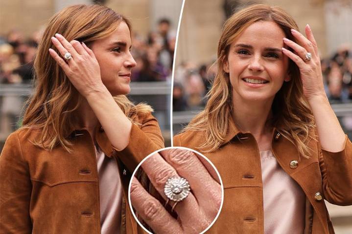 Emma Watson reveals the meaning of the diamond ring she’s been wearing on her left hand
