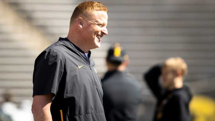 Video: George Barnett discusses Iowa football's offensive line