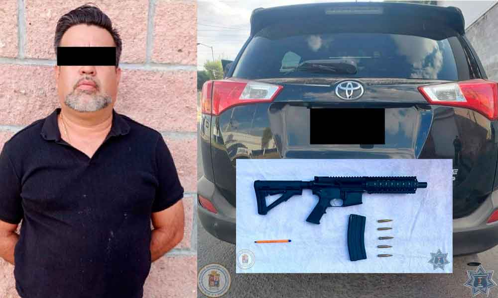 DEJA RIFLE A LA VISTA EN SU CAMIONETA Y TERMINA DETENIDO EN LEÓN
