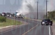 Falla en tráiler causa que pipa con gasolina quede varada