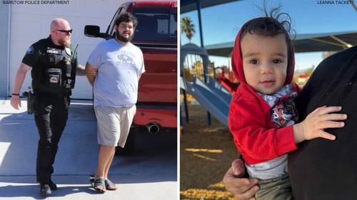 Father arrested after 2-year-old son was swept away by floodwaters in Barstow last month