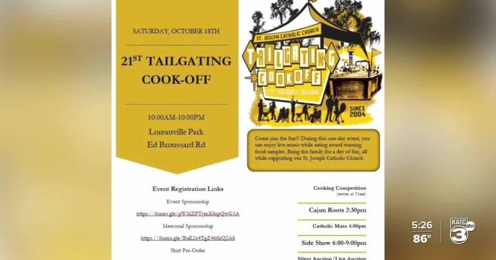 Loreauville Tailgate Cook-Off set for Saturday at Loreauville Park