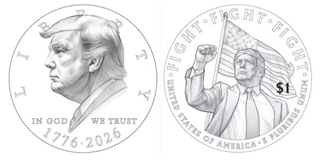 Acuñará Estados Unidos Moneda Conmemorativa de un dólar con el cara de Trump