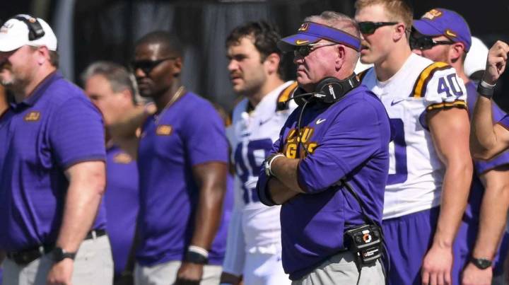 Brian Kelly will be feeling even more heat as LSU football take biggest AP Top 25 dive