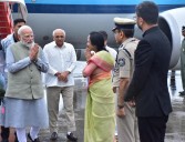 PM Modi Gets Warm Welcome At Gujarat Airport Ahead Of Sardar Patel’s 150th Birth Anniversary Celebrations