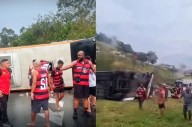 VIDEO| Volcó un colectivo con hinchas de Flamengo: hay tres heridos graves