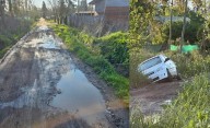 Vecinos de Parque Sicardi, entre calles intransitables y autos que terminan en un zanjón