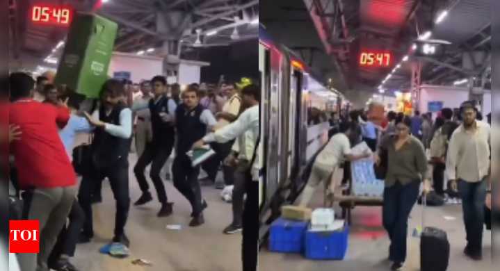 Watch: Vande Bharat pantry staff fight with dustbins, belts in Delhi; 4 suspended, Rs 5L fine imposed