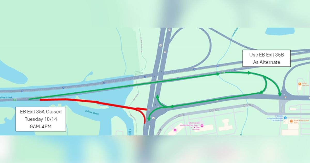 ALDOT temporarily closing Daphne exit on I
