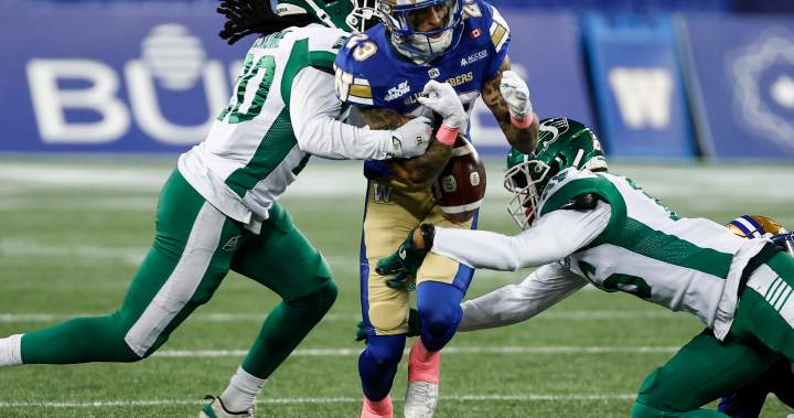 Bombers edge Riders to move closer to playoff spot