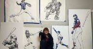 World Series: Artist uses baseball bats and balls to create paintings of Toronto Blue Jays