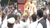 CM Siddaramaiah performs Nandi Dhwaja puja at Mysuru palace ahead of Dasara procession