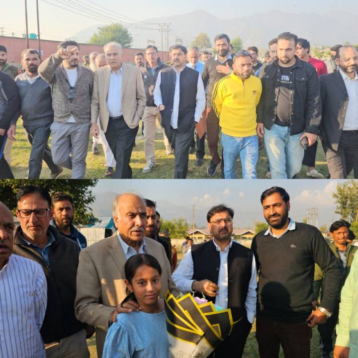 Minister Satish Sharma Reviews Sports Infrastructure in Pampore, Announces Major Upgrades