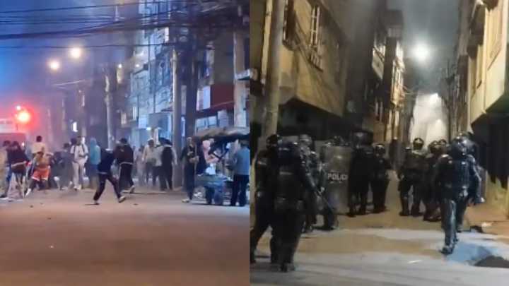 Una pelea entre familias terminó en batalla campal en Bogotá: caos, disturbios e intentos de saqueo