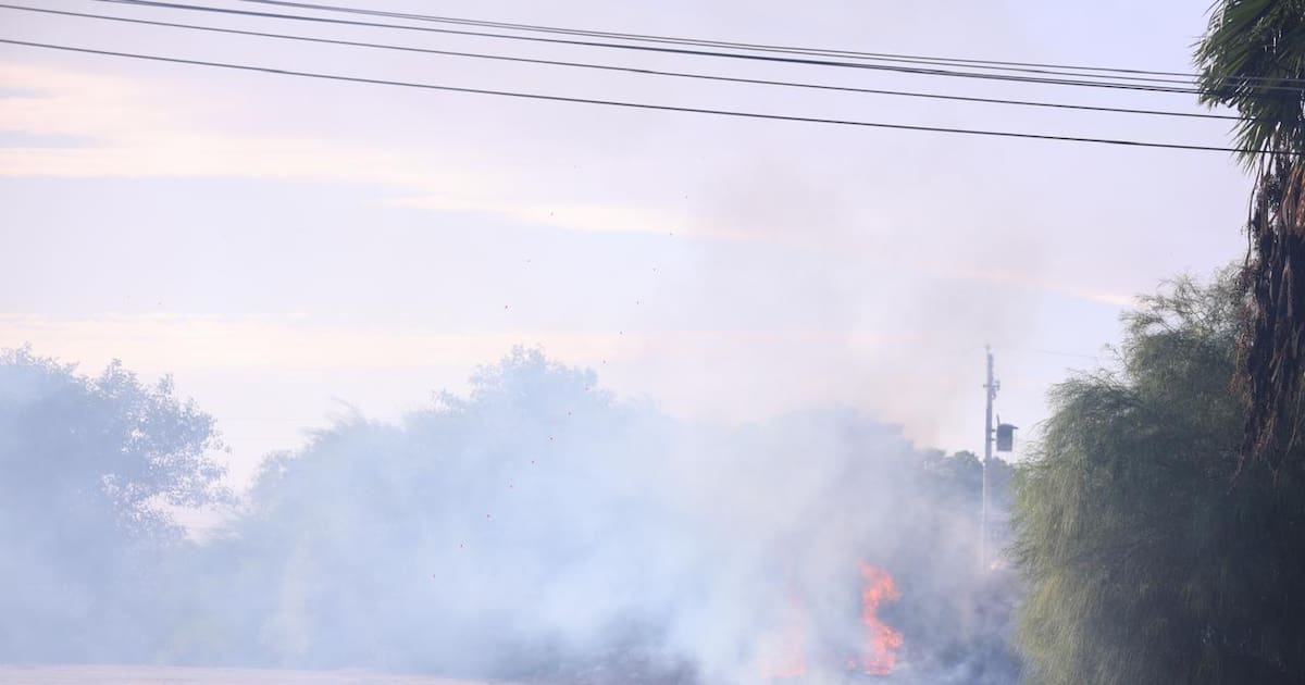 Incendio de basura a un costado del mercado Welton, sobre el bulevar Anáhuac