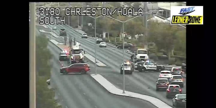 Cars crash into pole in west Las Vegas Valley