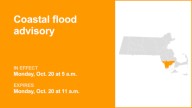 Bristol and Plymouth counties placed under a coastal flood advisory Monday