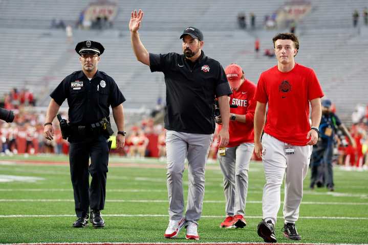 Ohio State coach Ryan Day talks quarterback, offensive line changes and more at weekly press conference