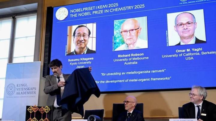 Premio Nobel de Química 2025 para los pioneros de las estructuras metalorgánicas