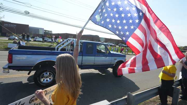 Photos: Protesters rally against the Trump administration at ‘No Kings’ event in Jackson Township