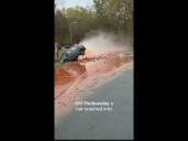 Car crashes into fire hydrant in Huntersville