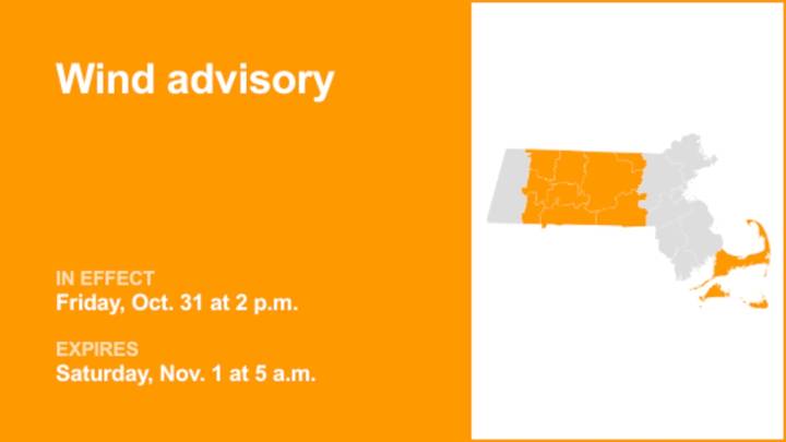 Update: Wind advisory affecting 7 Massachusetts counties Friday and Saturday