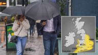 Map shows where UK will be hit by 75mph winds and heavy rain after Met Office warning
