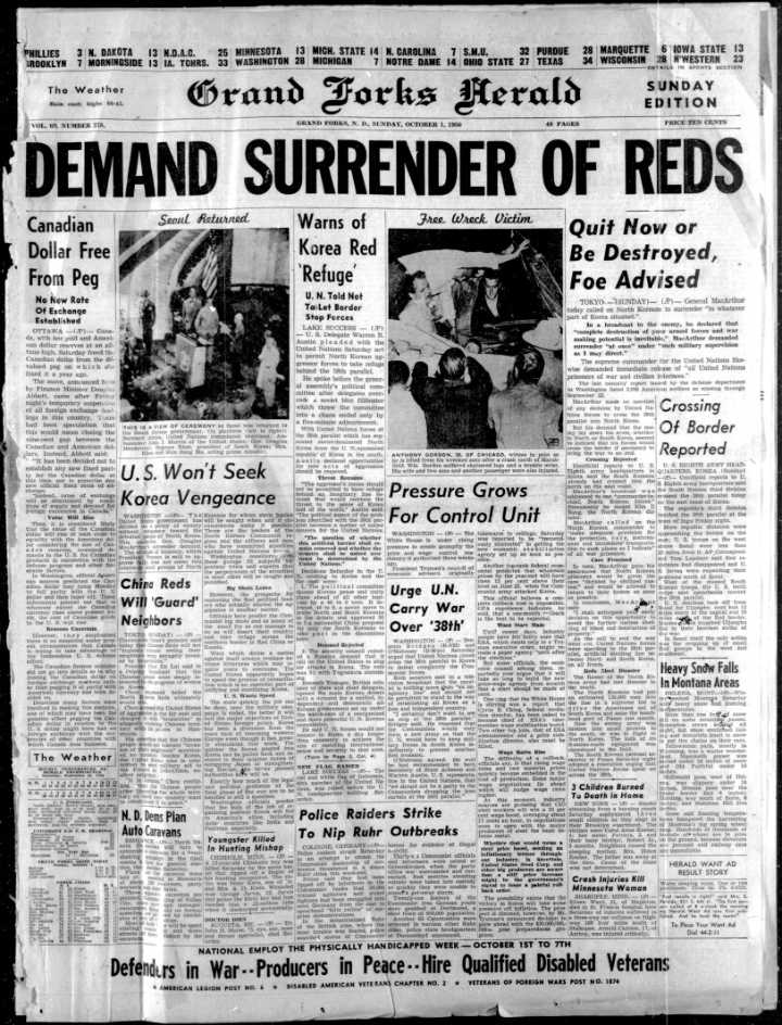 Today in History: Oct. 1, 1950 - Kindergarten proving a worthwhile experiment in the Grand Forks