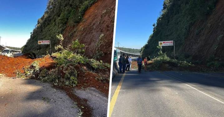 Deslave en autopista México - Toluca provoca caos vial