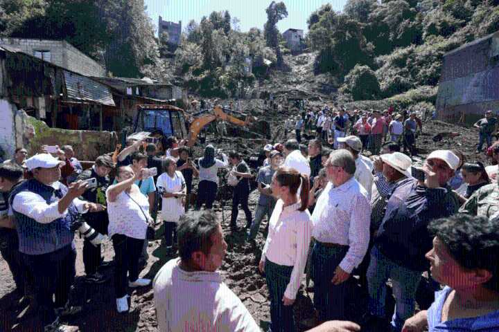 Claudia Sheinbaum visita a damnificados por lluvias en Puebla, Veracruz e Hidalgo