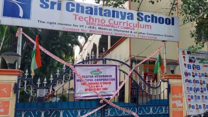 Sri Chaitanya School in Serilingampally Sealed by GHMC
