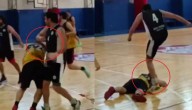 Brutal agresión: Basquetbolista le pisó la cabeza a un rival y desató una batalla campal