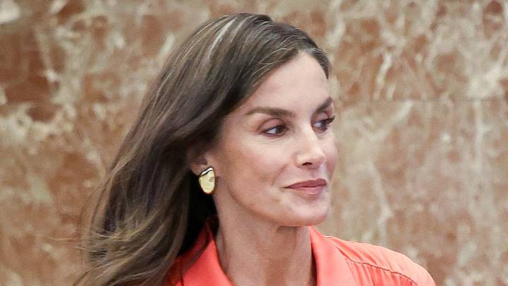 Queen Letizia oozes 'flamboyance' in silky Barbie pink and leather