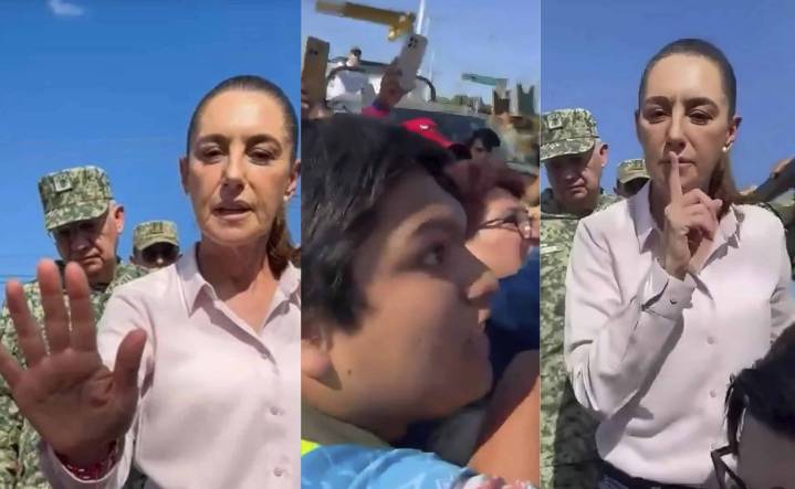 Sheinbaum enfrenta reclamos durante visita a Poza Rica por inundaciones