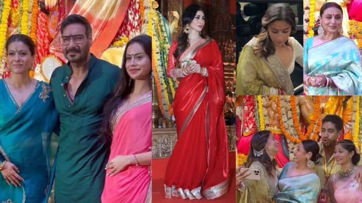 Durga Puja 2025 Celeb Spotting: Kajol, Aliaa Bhatt, Ajay Devgn, Rani Mukerji, Mouni & More Celebs Dazzle In Festive Looks On Maha Navami