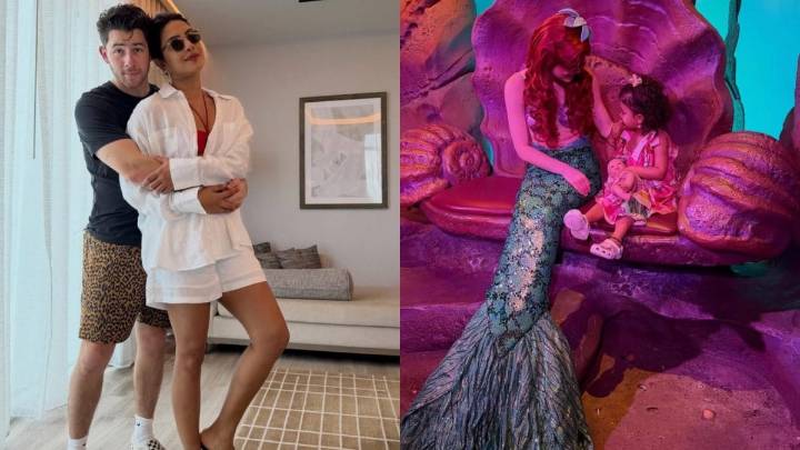 Priyanka Chopra Hugs Nick Jonas In Mushy Vacay Pic; Malti Poses With Mermaid At Disney Park