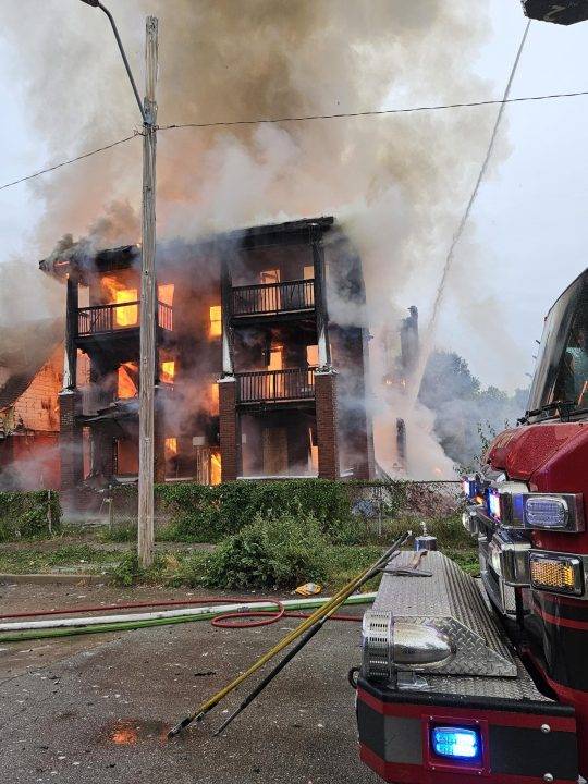 Kansas City firefighters battle massive fire at apartments