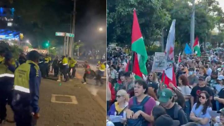 ¡Caos en El Poblado! Protesta pro-Palestina termina en disturbios e intervención de la Fuerza Pública en Medellín