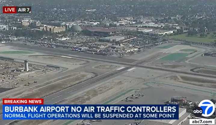 La torre de control del Aeropuerto Hollywood Burbank estuvo sin personal el lunes por la noche en medio del cierre gubernamental