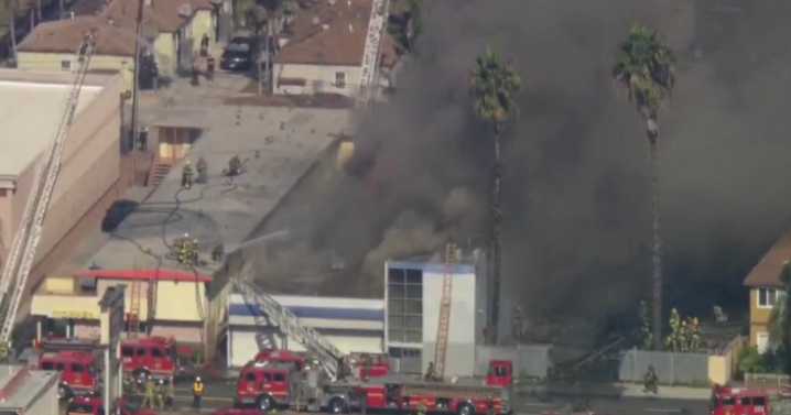 Crews battle Inglewood commercial building fire, motel evacuated