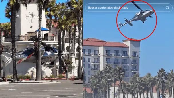 Helicóptero se estrella en Huntington Beach, California